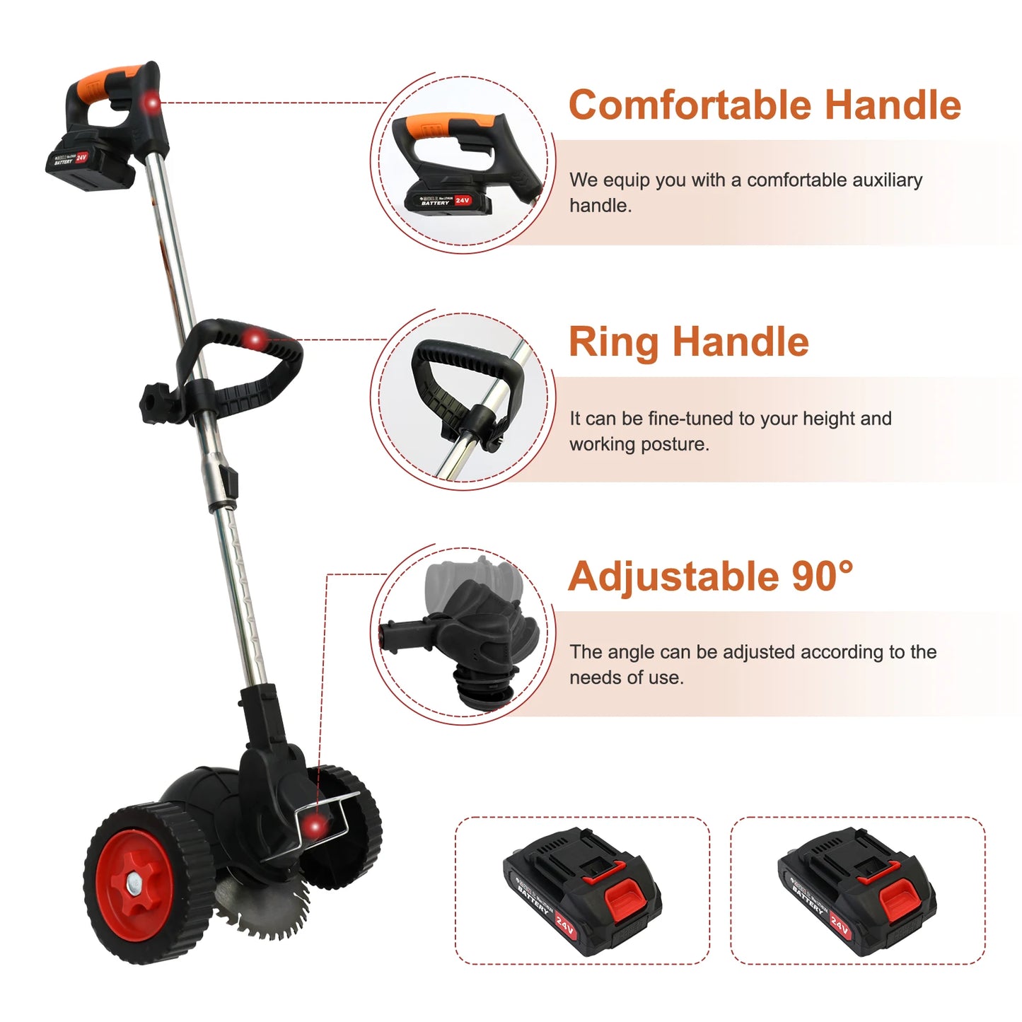 Cordless 21V Electric Weed Trimmer With Wheels 3 In 1
