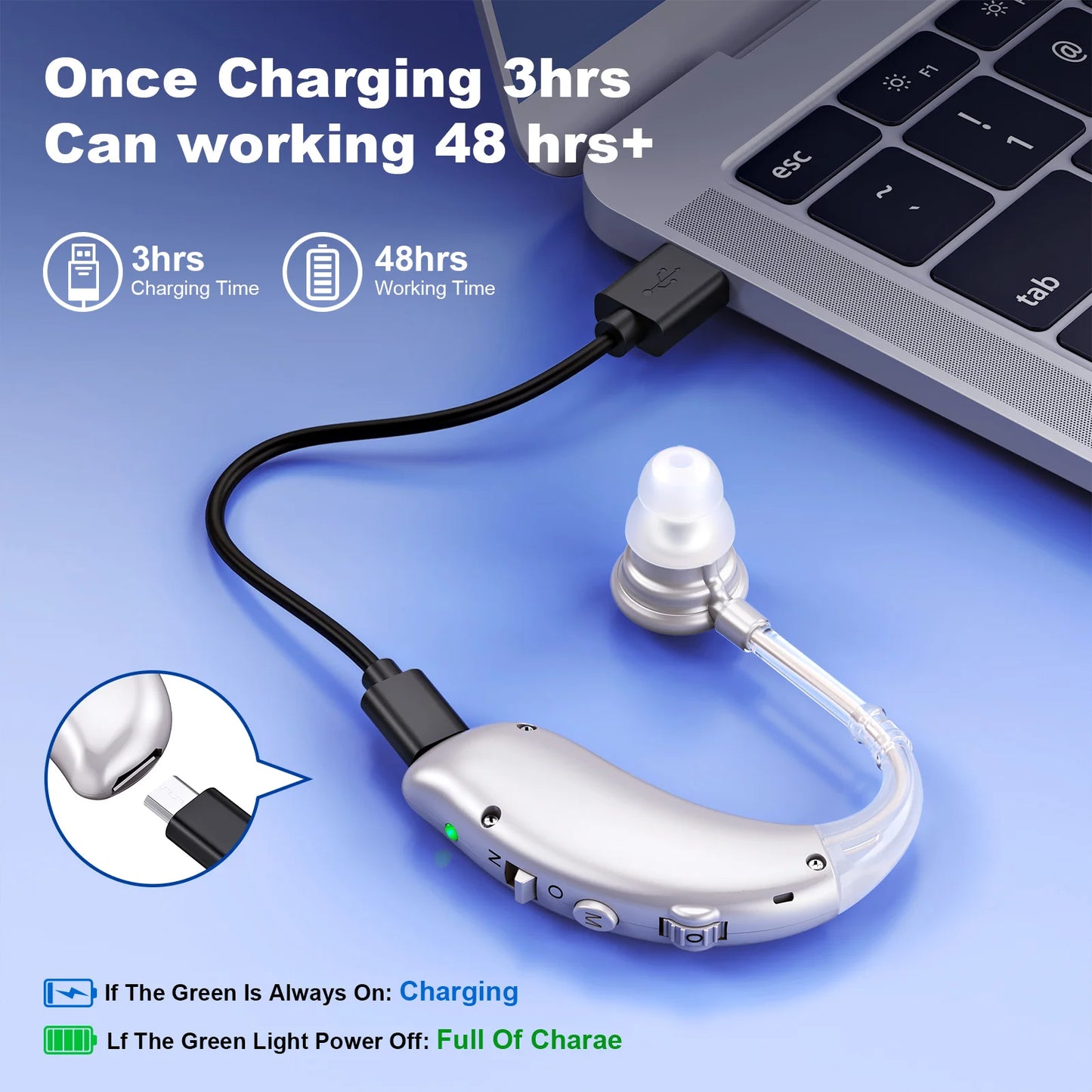 K&FCOPTEE Invisible Hearing Aids Volume Adjustable Rechargeable