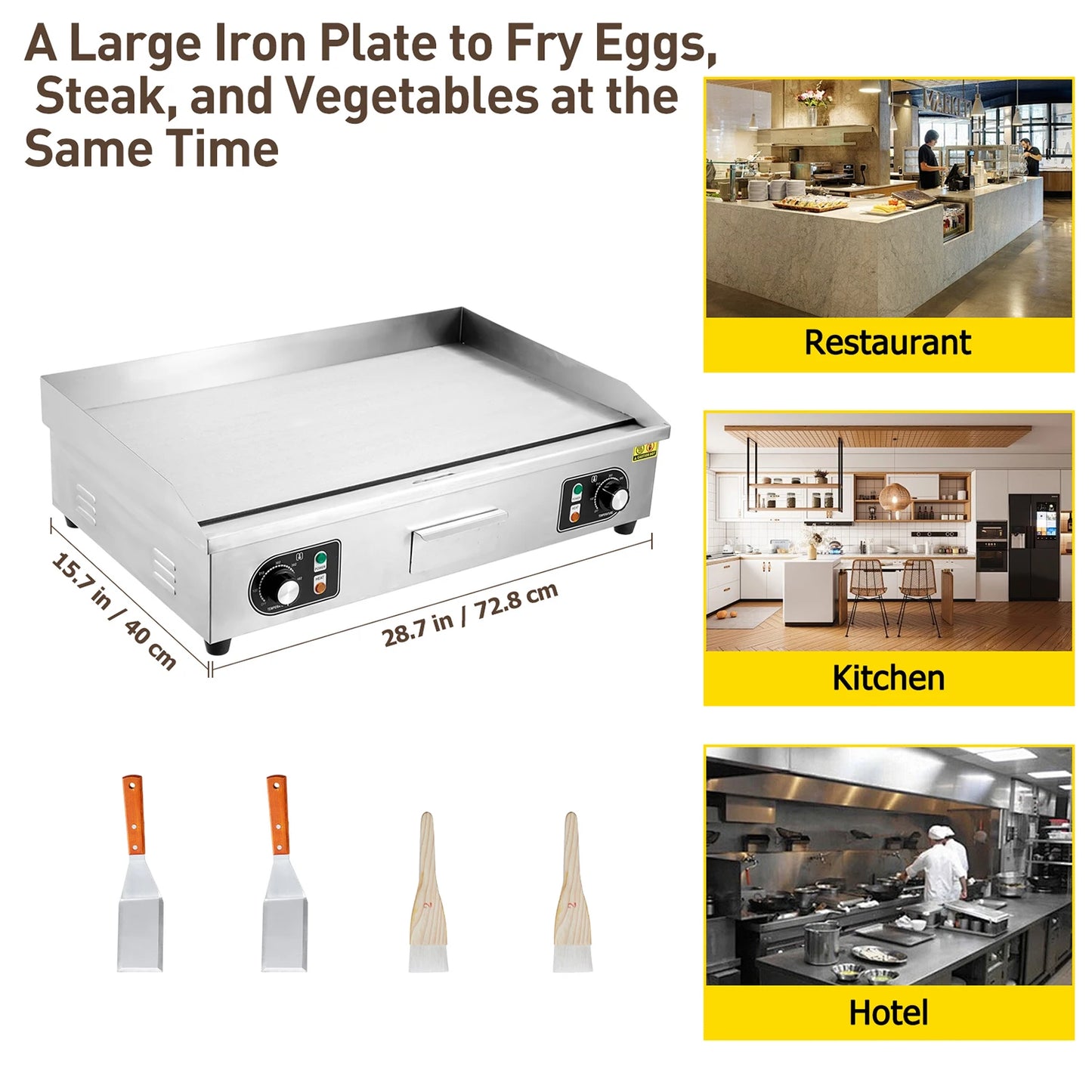 Acekool Electric Grill 3000W Countertop Teppanyaki Plate 110V