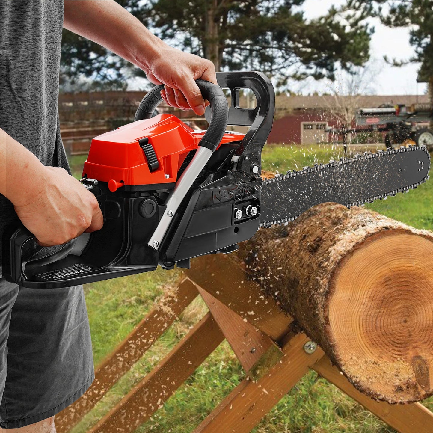 Gasoline Chainsaw Handheld PP Shell For Gardens Farms Ranches