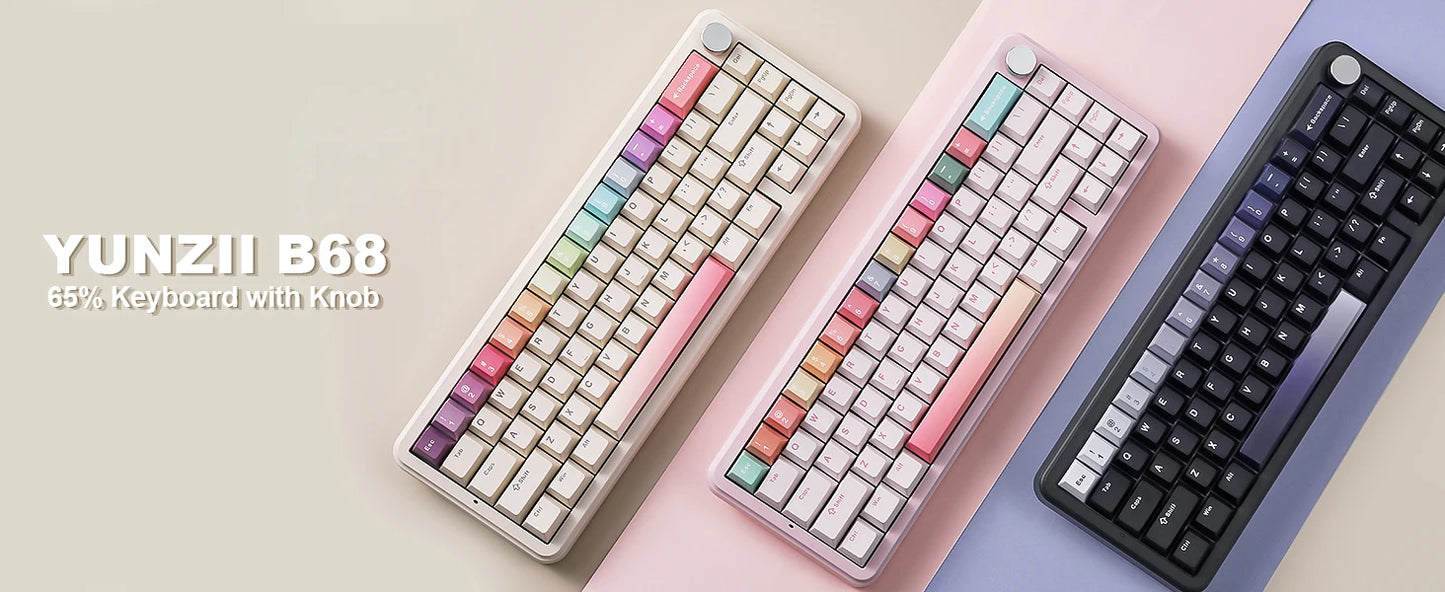 YUNZII B68 Wireless Mechanical Gaming Keyboard Tri Mode Hot Swappable