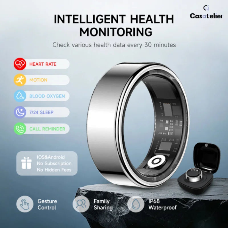 Casatelier Wearable Smart Ring IP68 Waterproof SpO2 Heart Rate Monitor