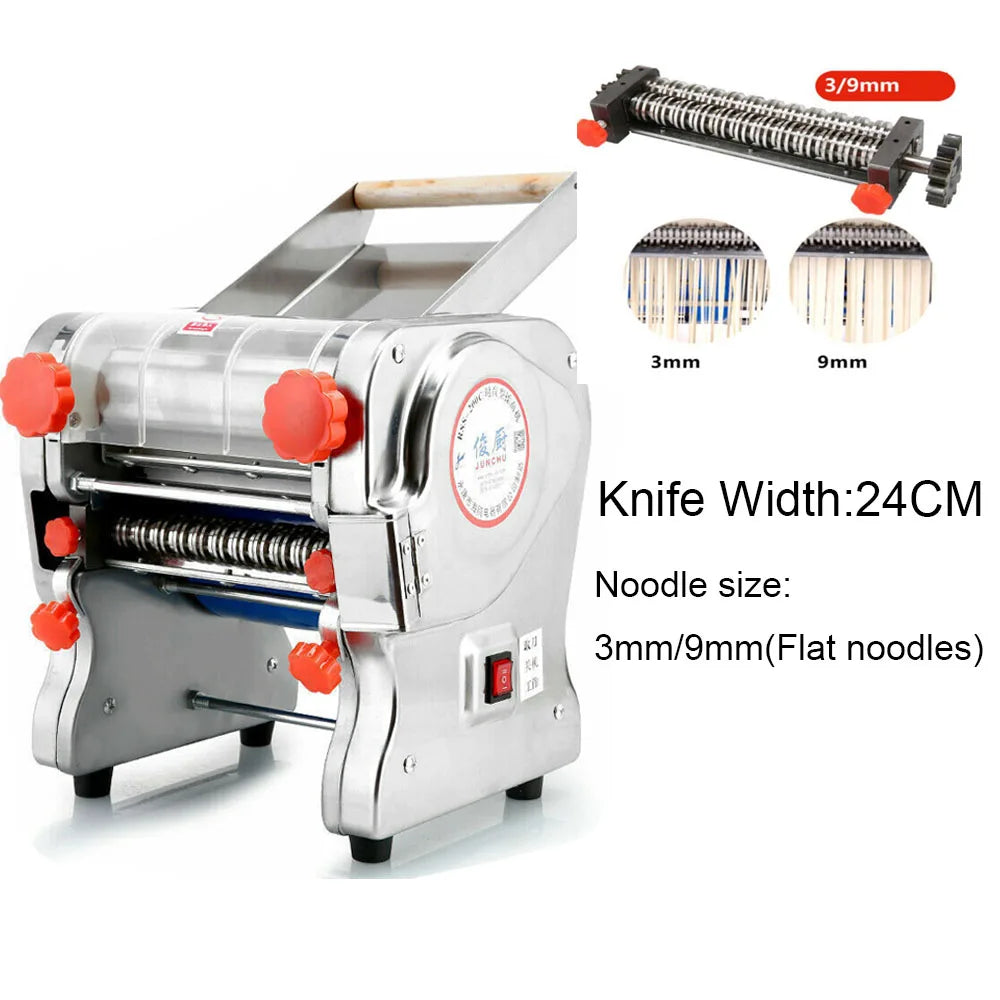 550W Electric Pasta Maker Noodle Machine Dual Knife Stainless Steel