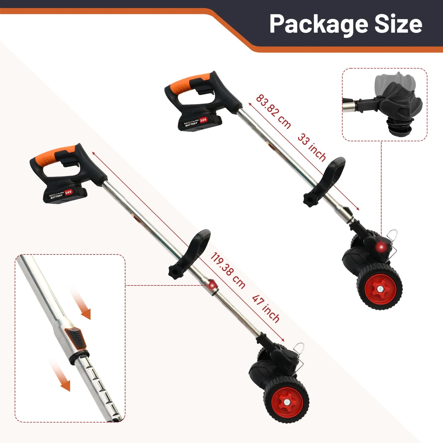 Cordless 21V Electric Weed Trimmer With Wheels 3 In 1
