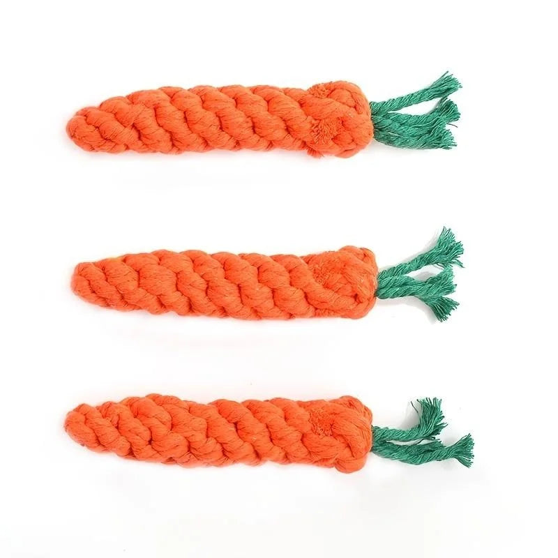 Pet Knot Carrot Shape Cotton Rope Chew Toy For Pets