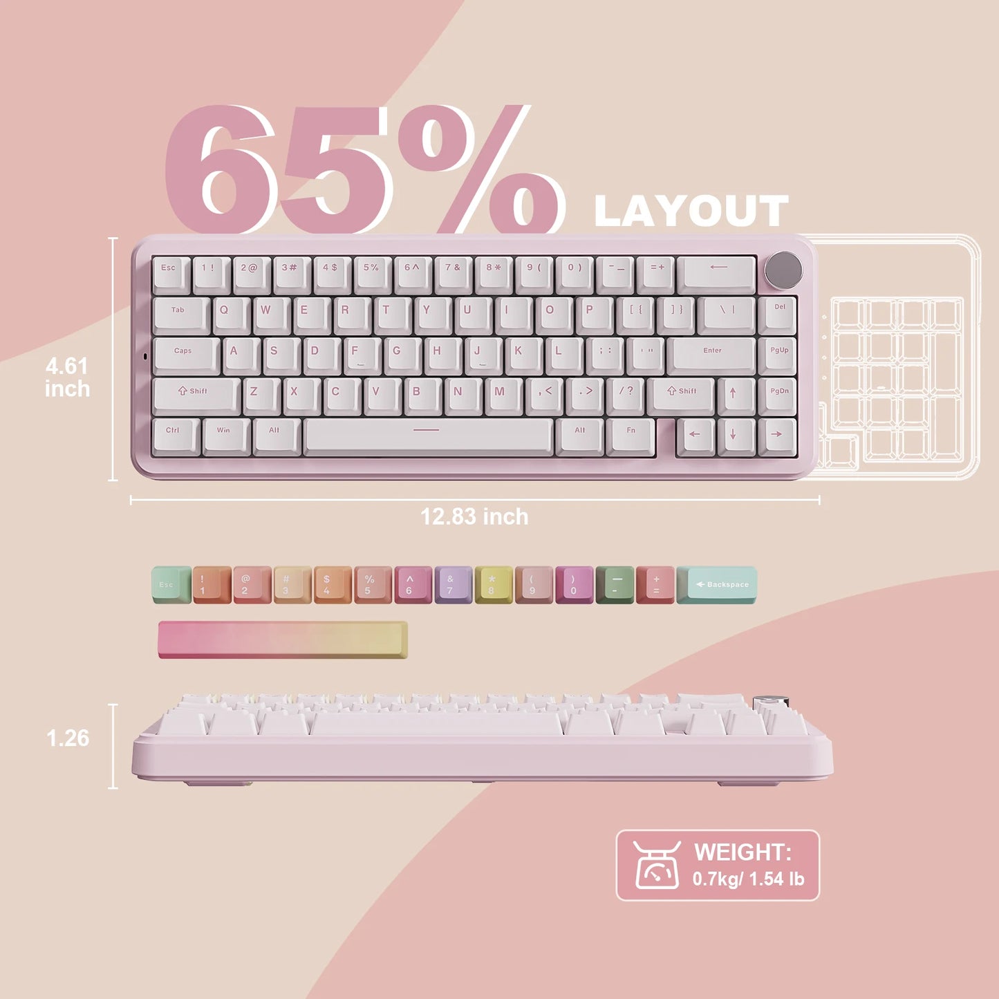 YUNZII B68 Wireless Mechanical Gaming Keyboard Tri Mode Hot Swappable