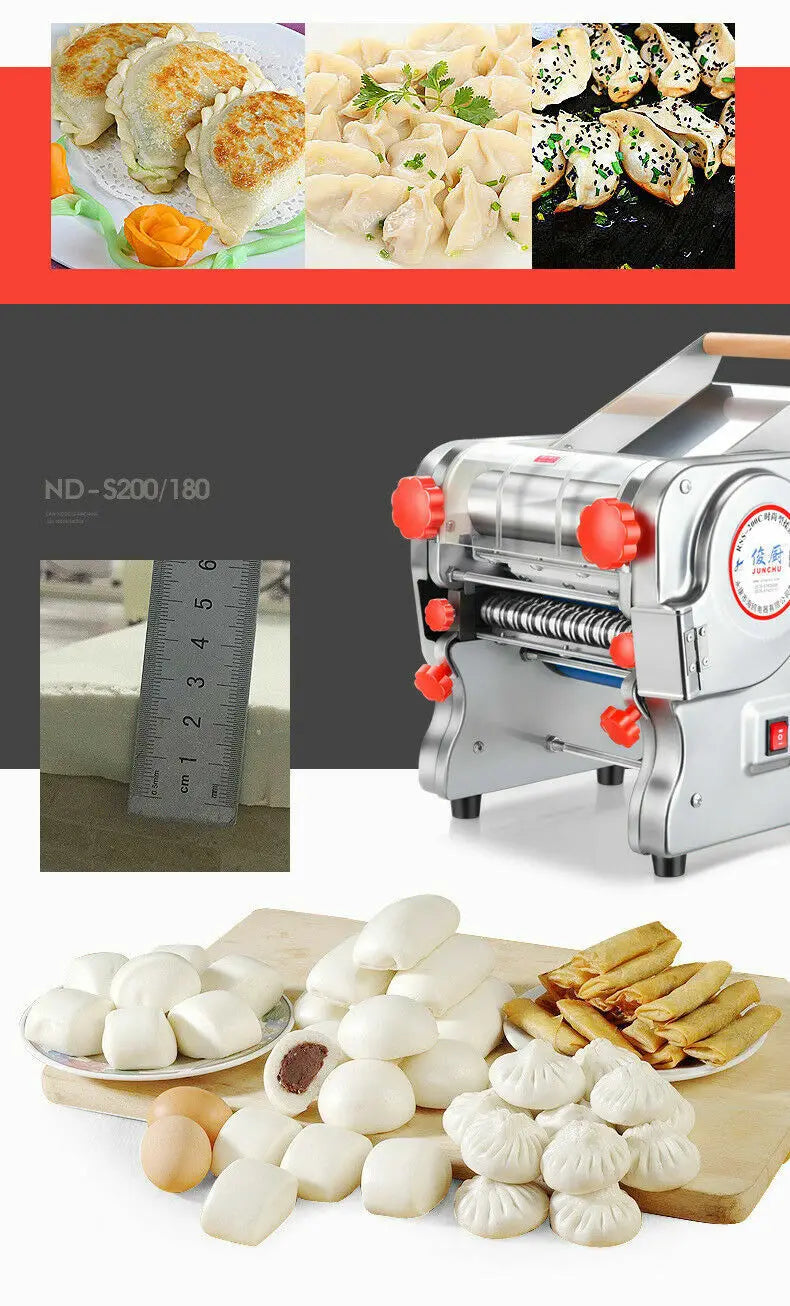 550W Electric Pasta Maker Noodle Machine Dual Knife Stainless Steel