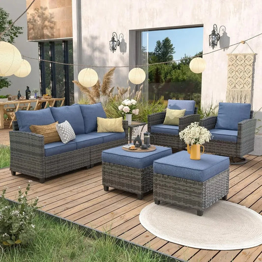 Patio Furniture Set Outdoor Sectional Sofa With Swivel Chair
