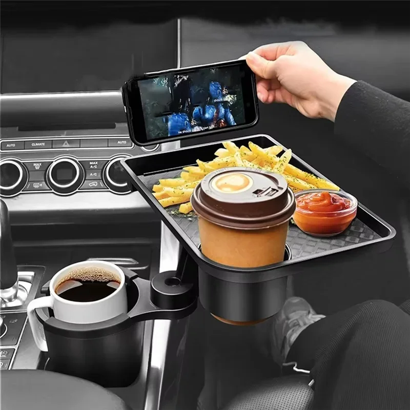 Universal Car Cup Holder Tray 360 Degree Rotating Organizer