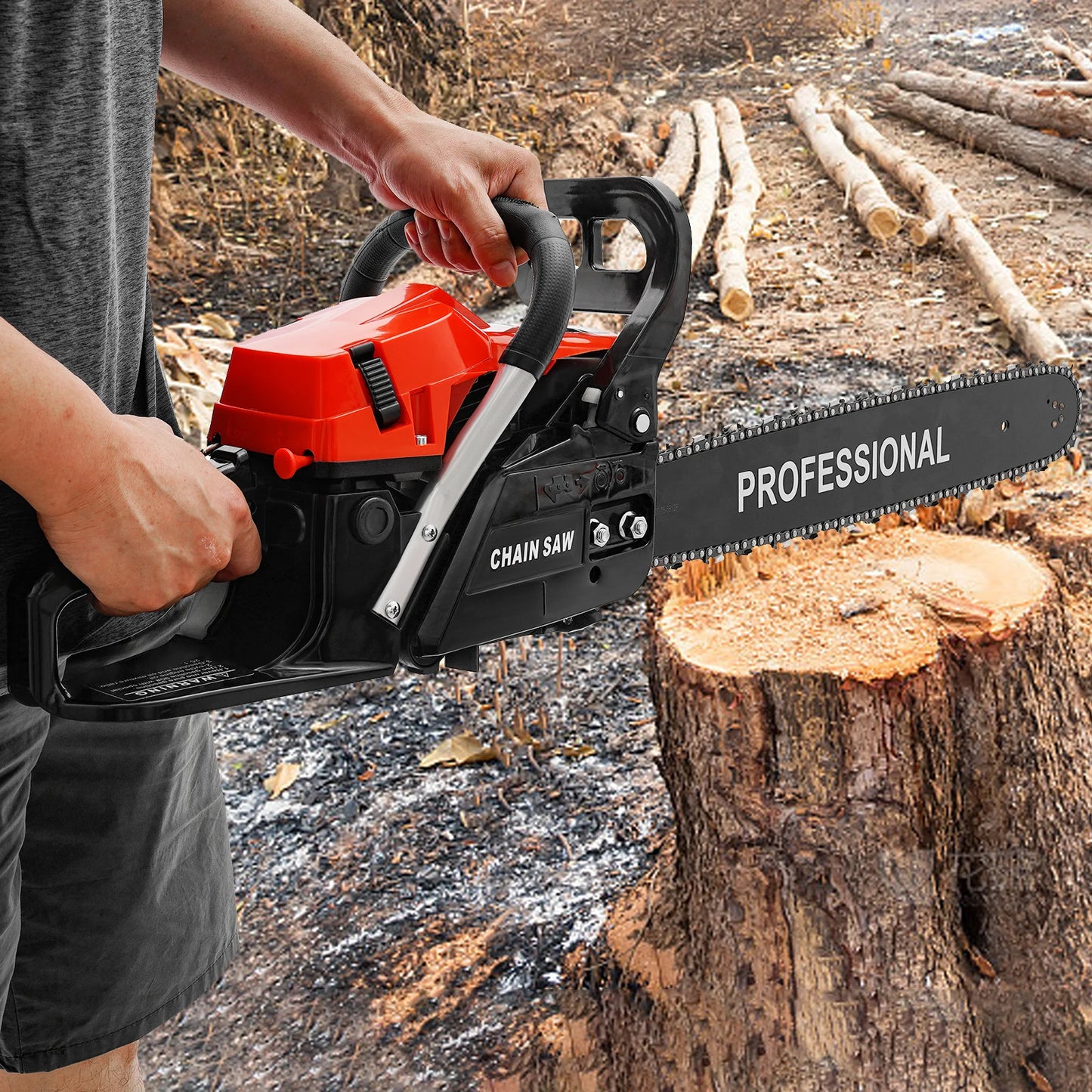 Gasoline Chainsaw Handheld PP Shell For Gardens Farms Ranches