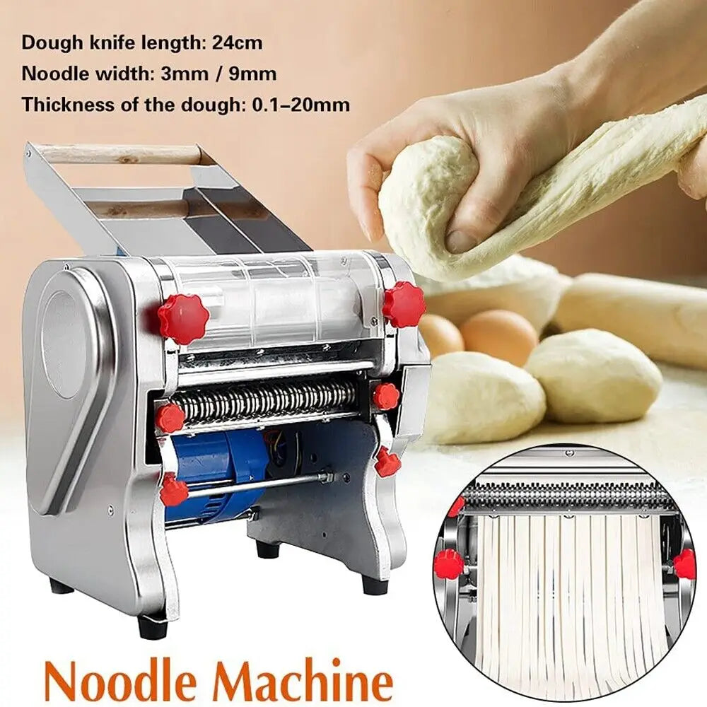 550W Electric Pasta Maker Noodle Machine Dual Knife Stainless Steel