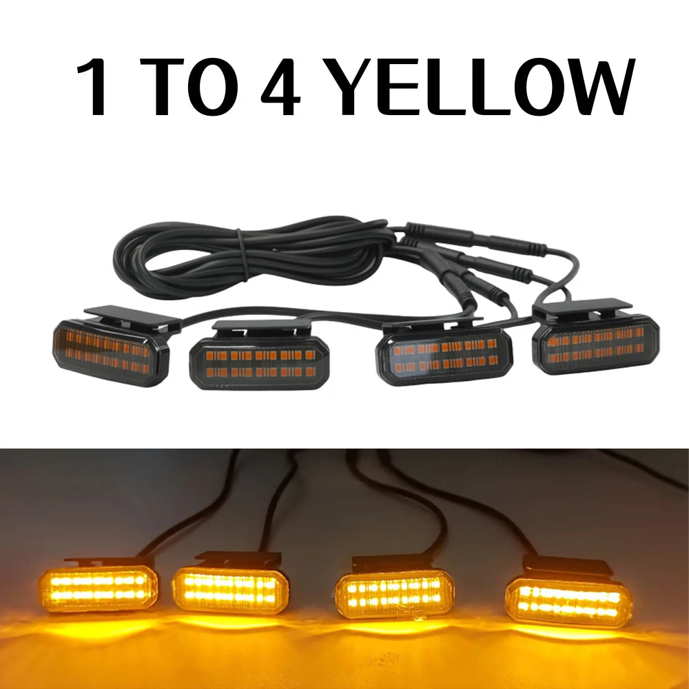 4-Pack Front Grille LED Lights Clip-On With Wiring Harness