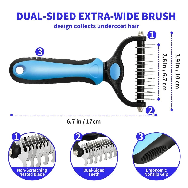 Pet Deshedding Brush For Dogs And Cats Self Cleaning Grooming