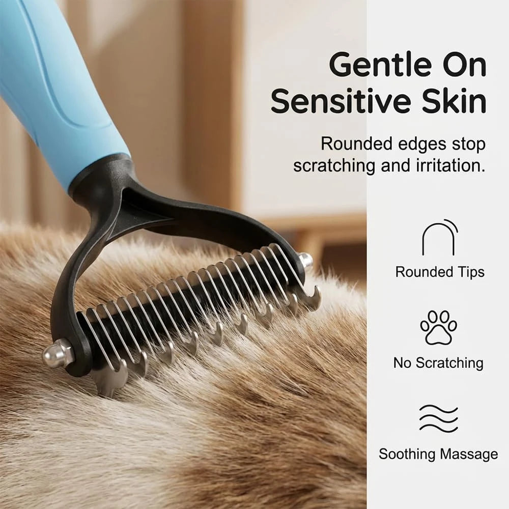 2-In-1 Dematting Comb For Dogs And Cats Deshedding Brush Tool