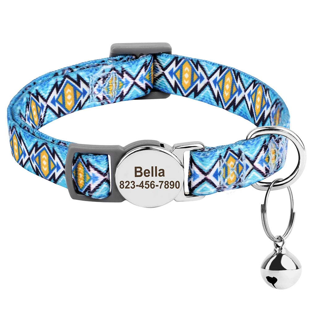 Personalized Cat And Small Dog Adjustable Collar With Engraved Name