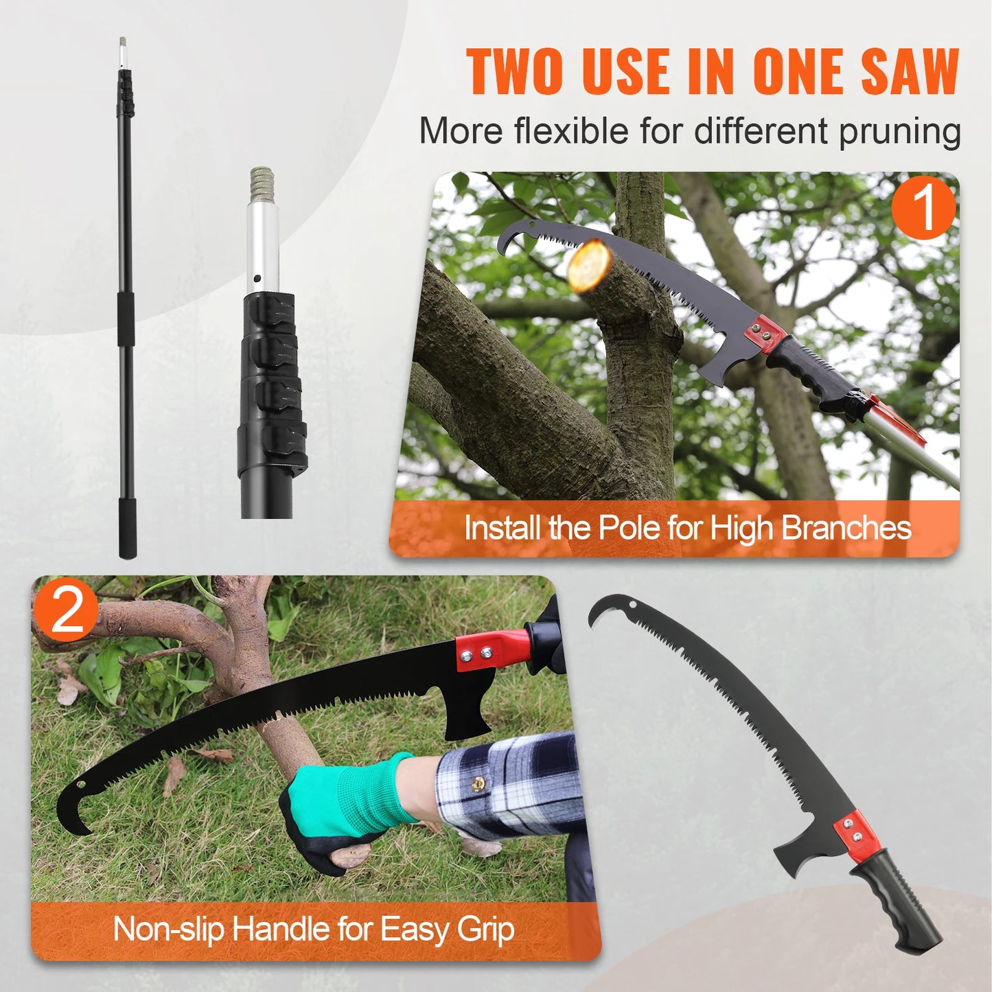 SucceBuy Telescopic Extendable Pole Saw Pruner With Aluminum Handle