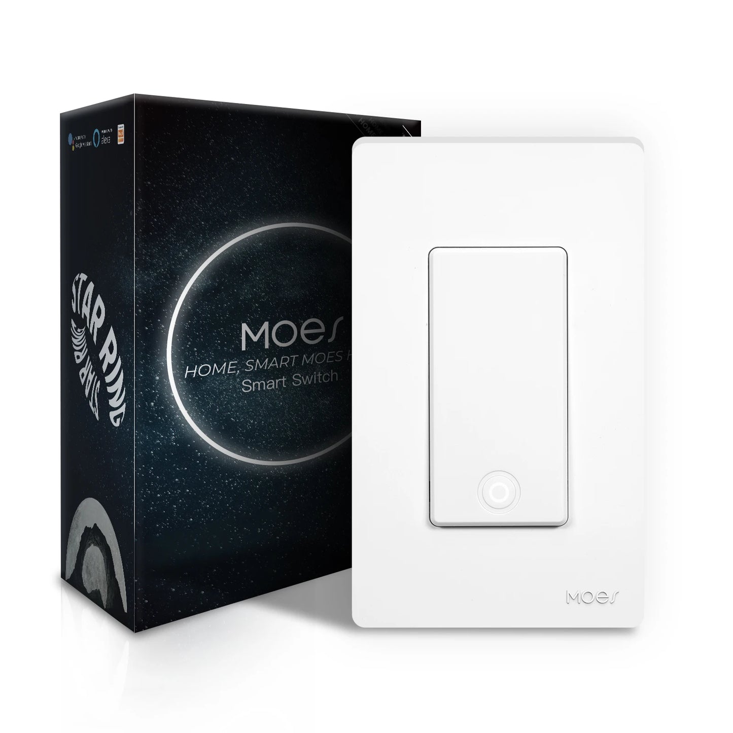 MOES New Star Ring Series Tuya Smart WiFi Light Switch Three Way Voice Control