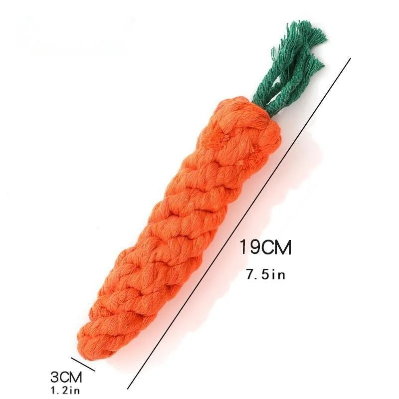 Pet Knot Carrot Shape Cotton Rope Chew Toy For Pets