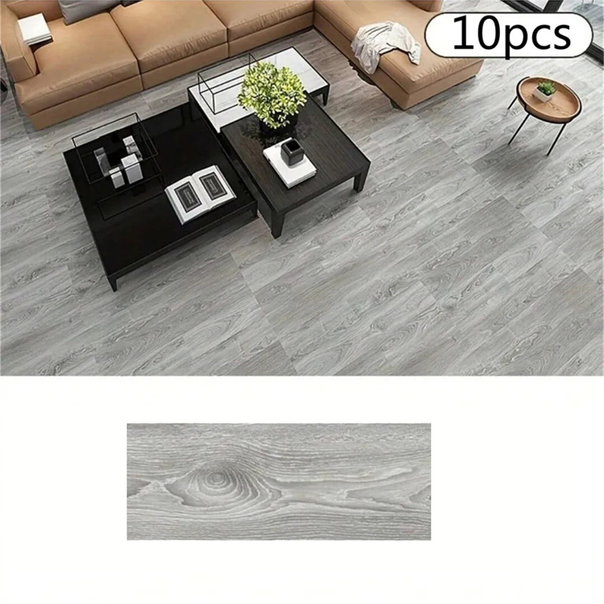 PVC Wood Grain Floor Sticker Set Self-Adhesive Waterproof