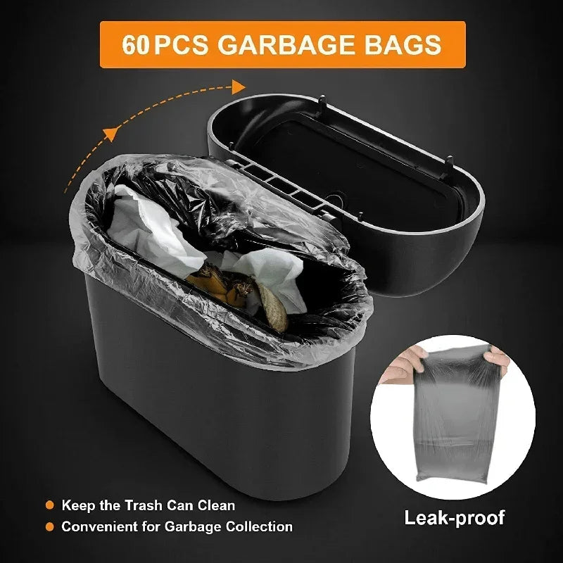 Car Trash Can With Lid Includes 60 Garbage Bags Leakproof Compact