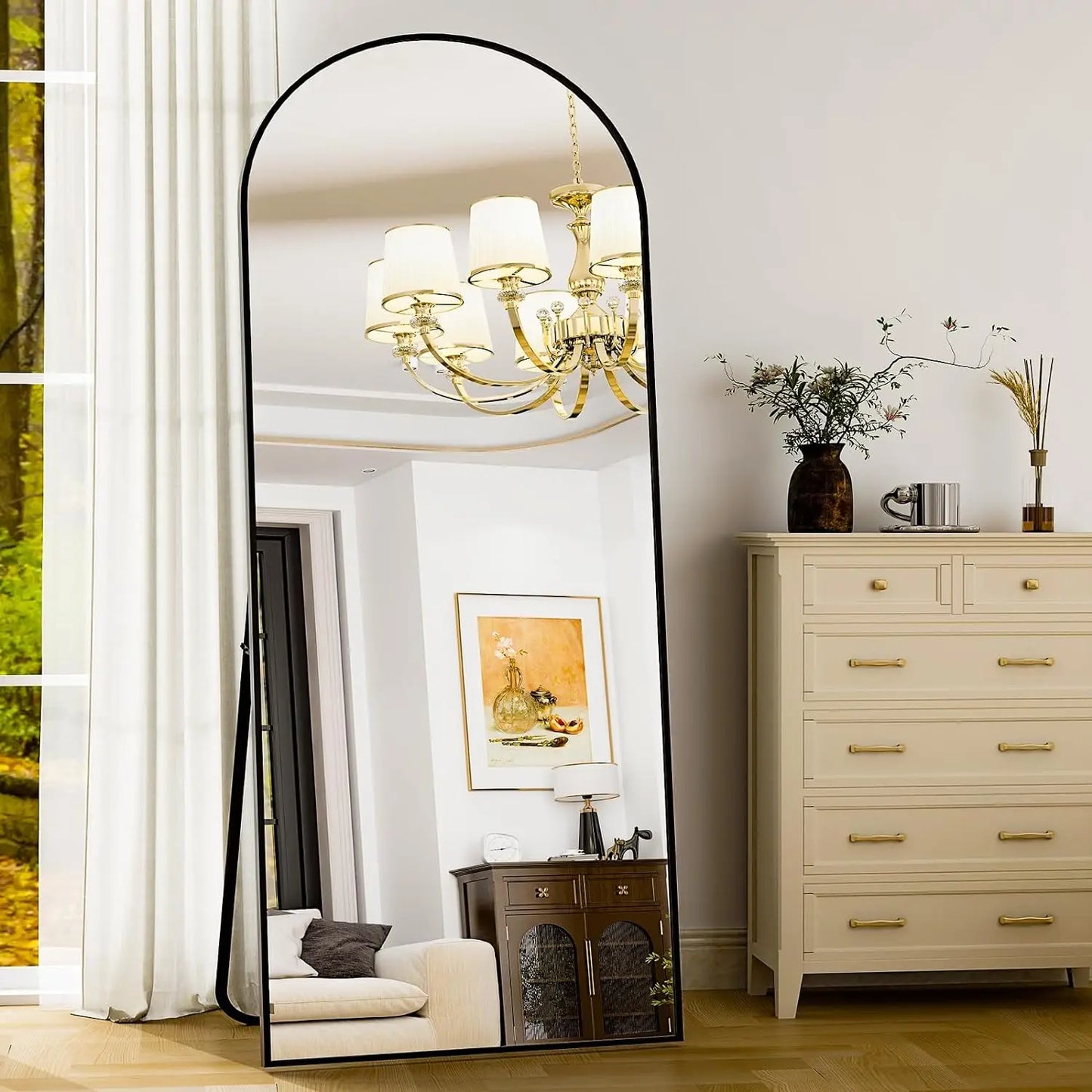 HARRITPURE Full Length Mirror With Aluminum Frame For Living Room