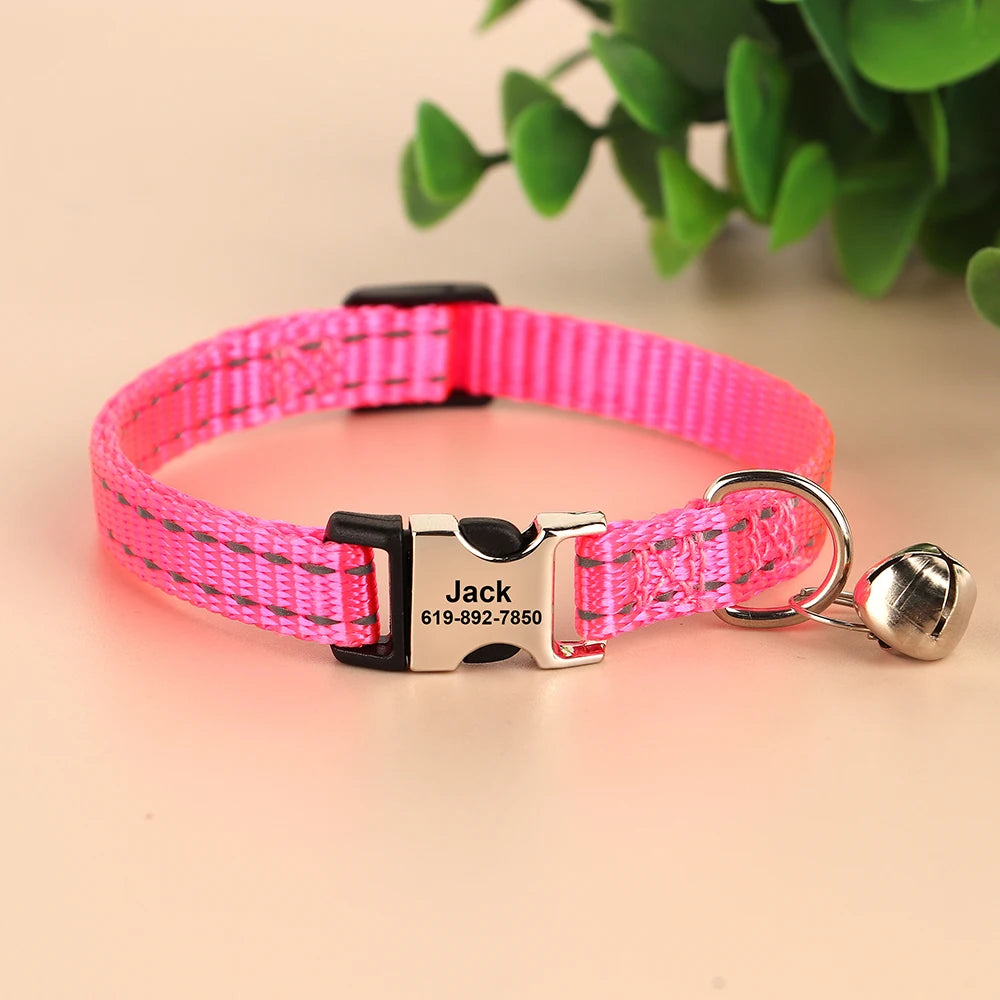Personalized Cat And Small Dog Adjustable Collar With Engraved Name