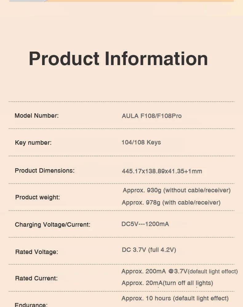 AULA F108 Pro Wireless Bluetooth Macro Gaming Keyboard TFT Display