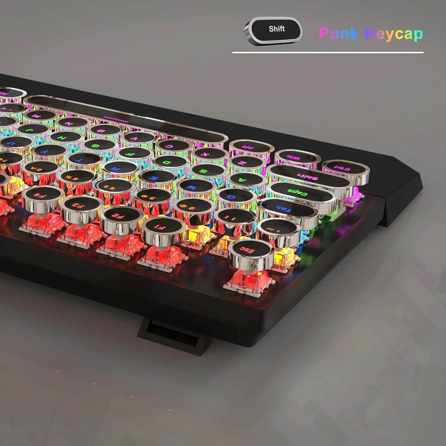 MageGee Typewriter Mechanical Gaming Keyboard Retro Round Keycaps