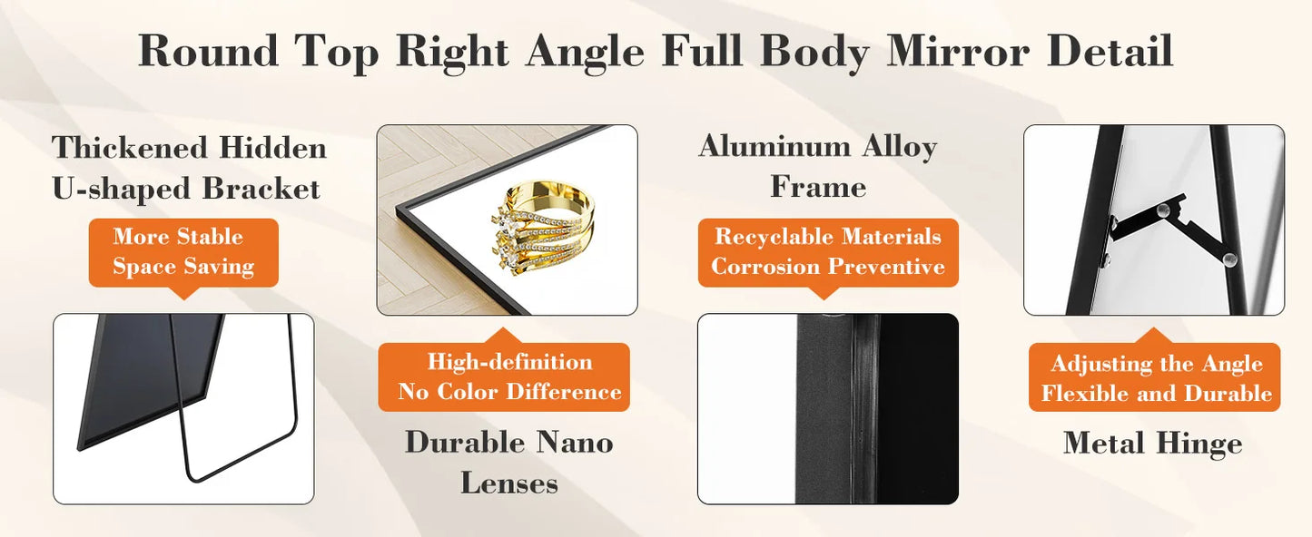 JHK Body Wall Mirror With Aluminum Frame For Living Room