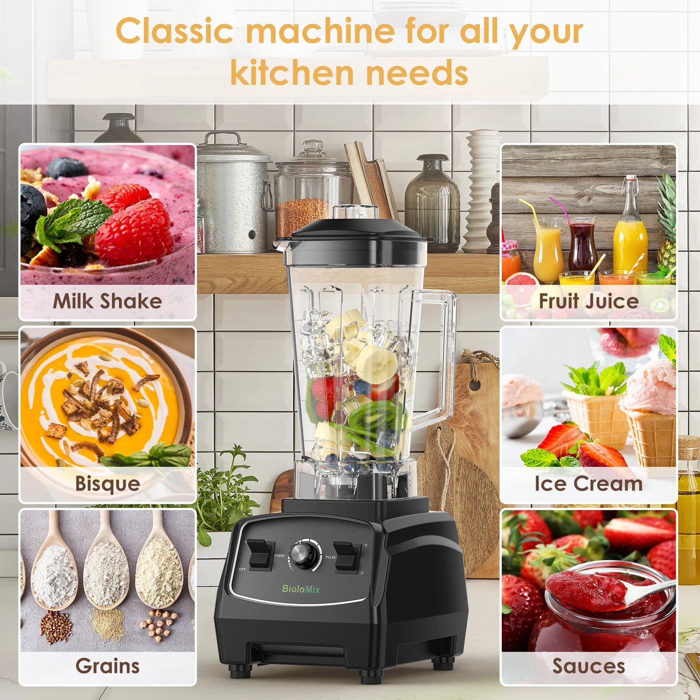 Biolomix BPA Free 3HP Blender Juicer All in One Kitchen