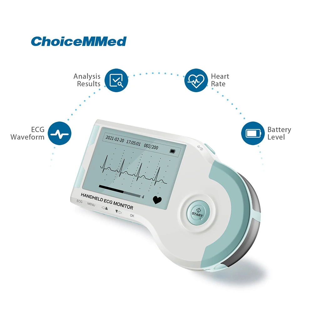 ChoiceMMed Handheld ECG Monitor Real Time Heart Rate Monitoring Electrocardiogram