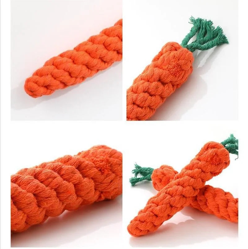 Pet Knot Carrot Shape Cotton Rope Chew Toy For Pets
