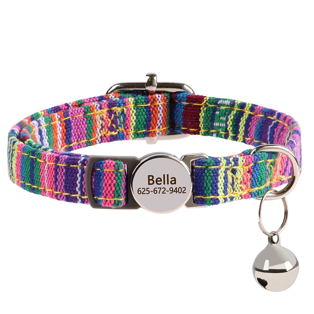 Personalized Cat And Small Dog Adjustable Collar With Engraved Name