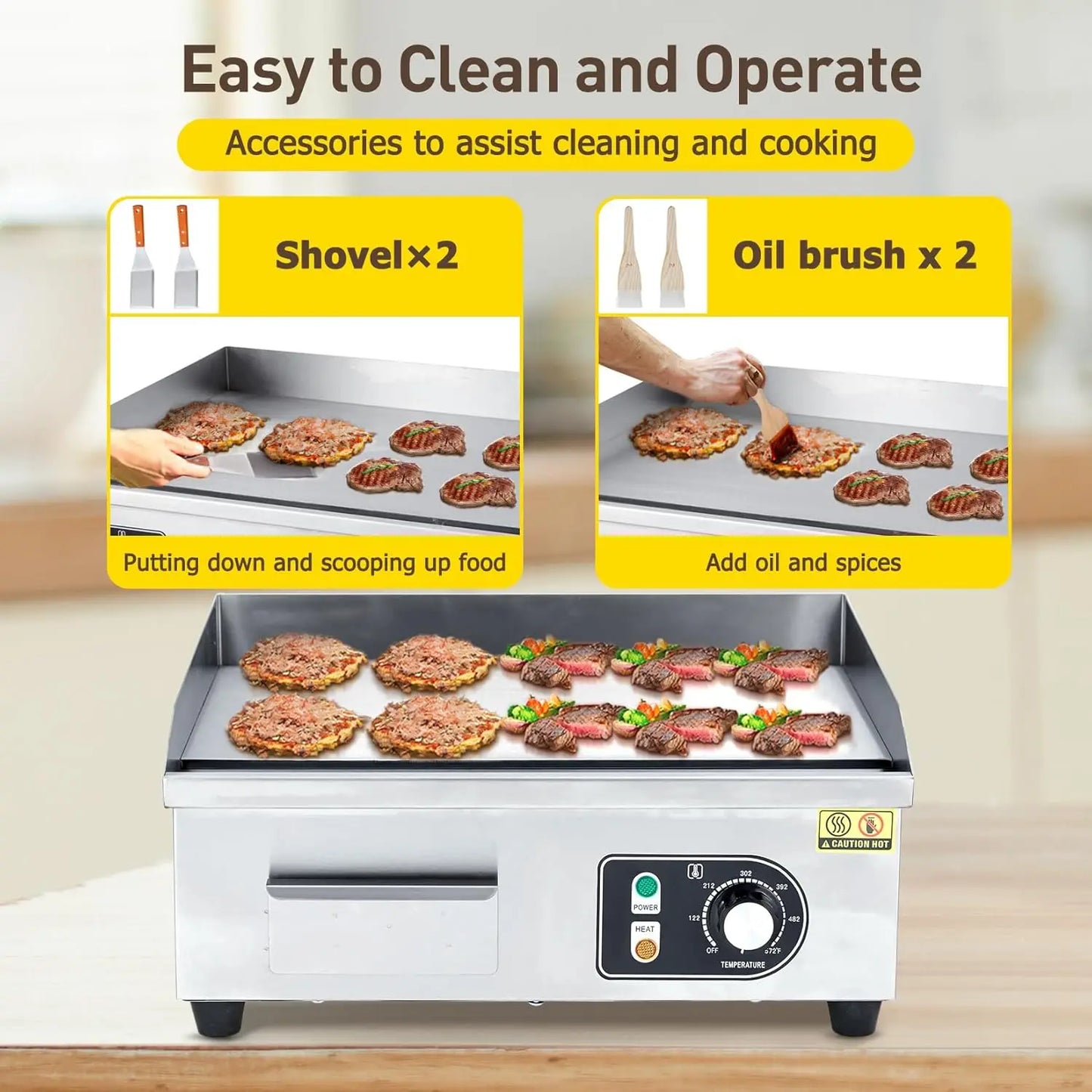 Acekool Electric Grill 3000W Countertop Teppanyaki Plate 110V