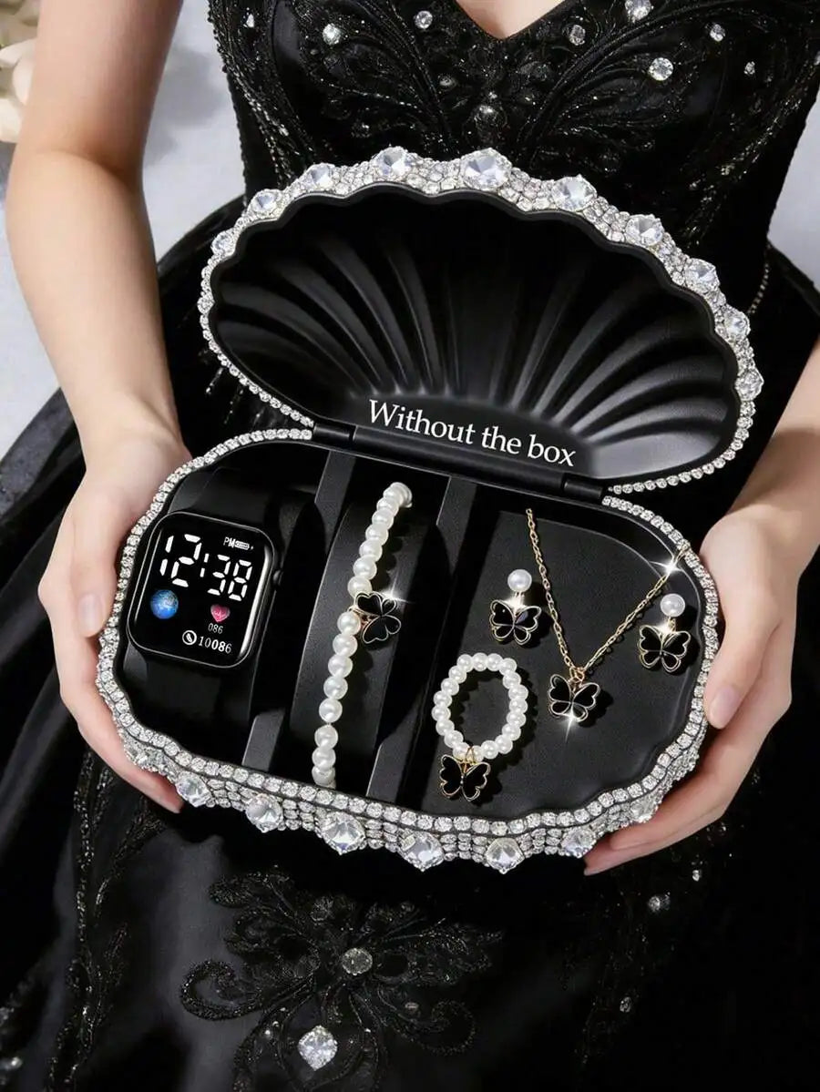 Smart Led Digital Display Watch For Women With Heart Rate Monitor Step Counter