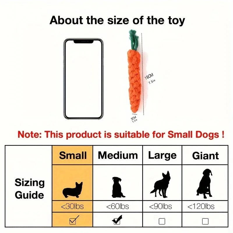 Pet Knot Carrot Shape Cotton Rope Chew Toy For Pets