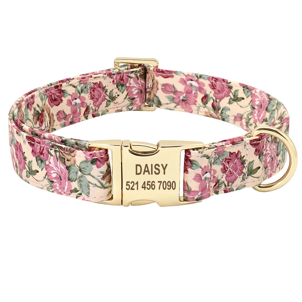 Pet Artist CN Personalized Dog Collar Leash Set Engraved Nameplate