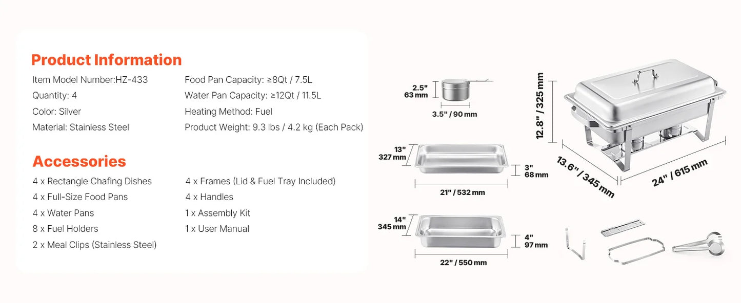 SucceBuy Chafing Dish Buffet Set Stainless Steel With Pans