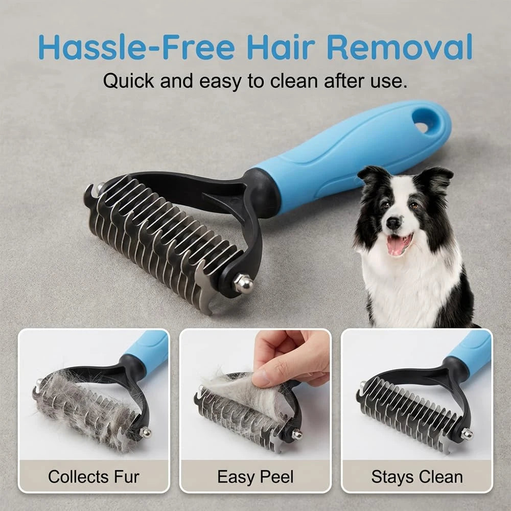 2-In-1 Dematting Comb For Dogs And Cats Deshedding Brush Tool