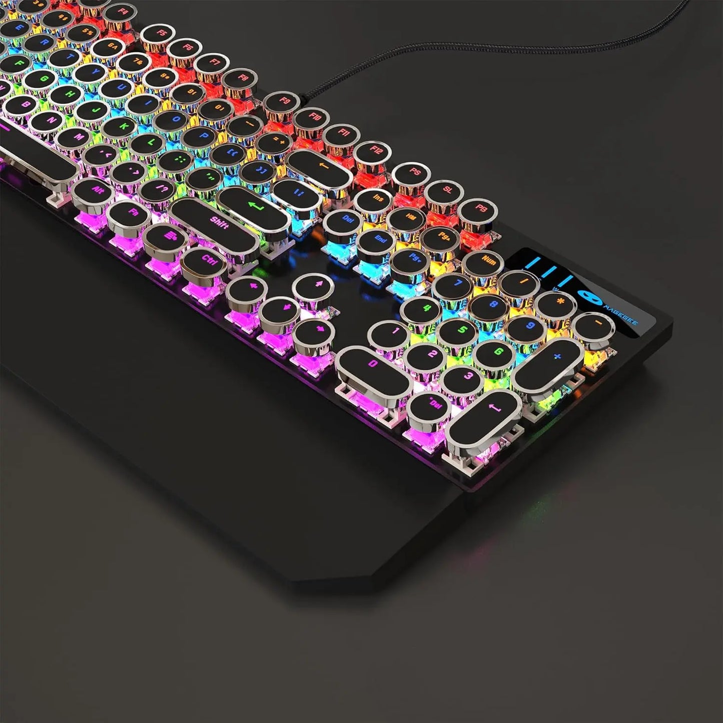 MageGee Typewriter Mechanical Gaming Keyboard Retro Round Keycaps