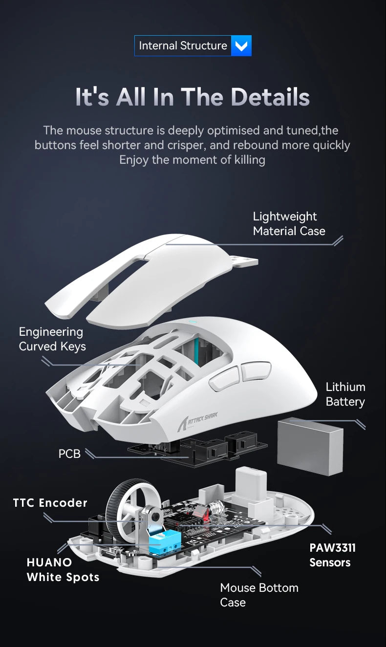 Attack Shark X11 Wireless Gaming Mouse With PAW3311 Optical Sensor