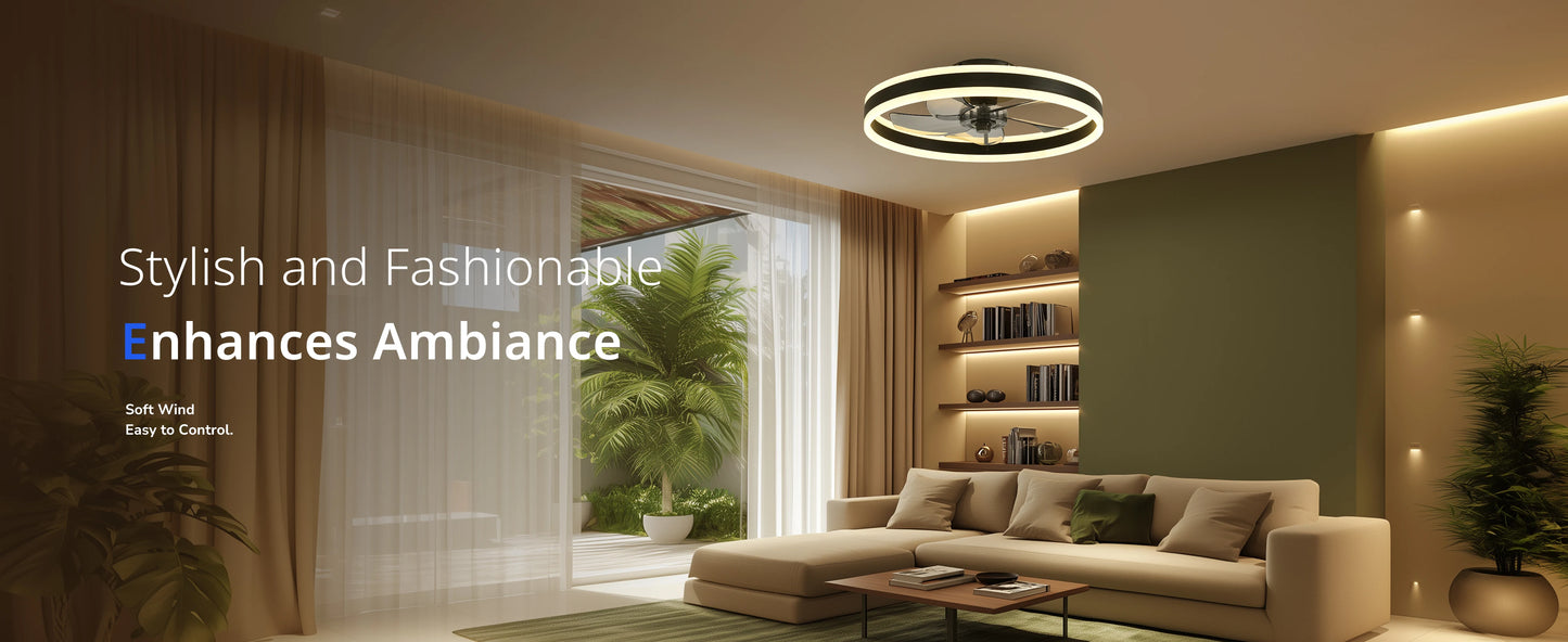 Orison Ceiling Fan With Remote Flush Mount LED Dimmable LowProfile