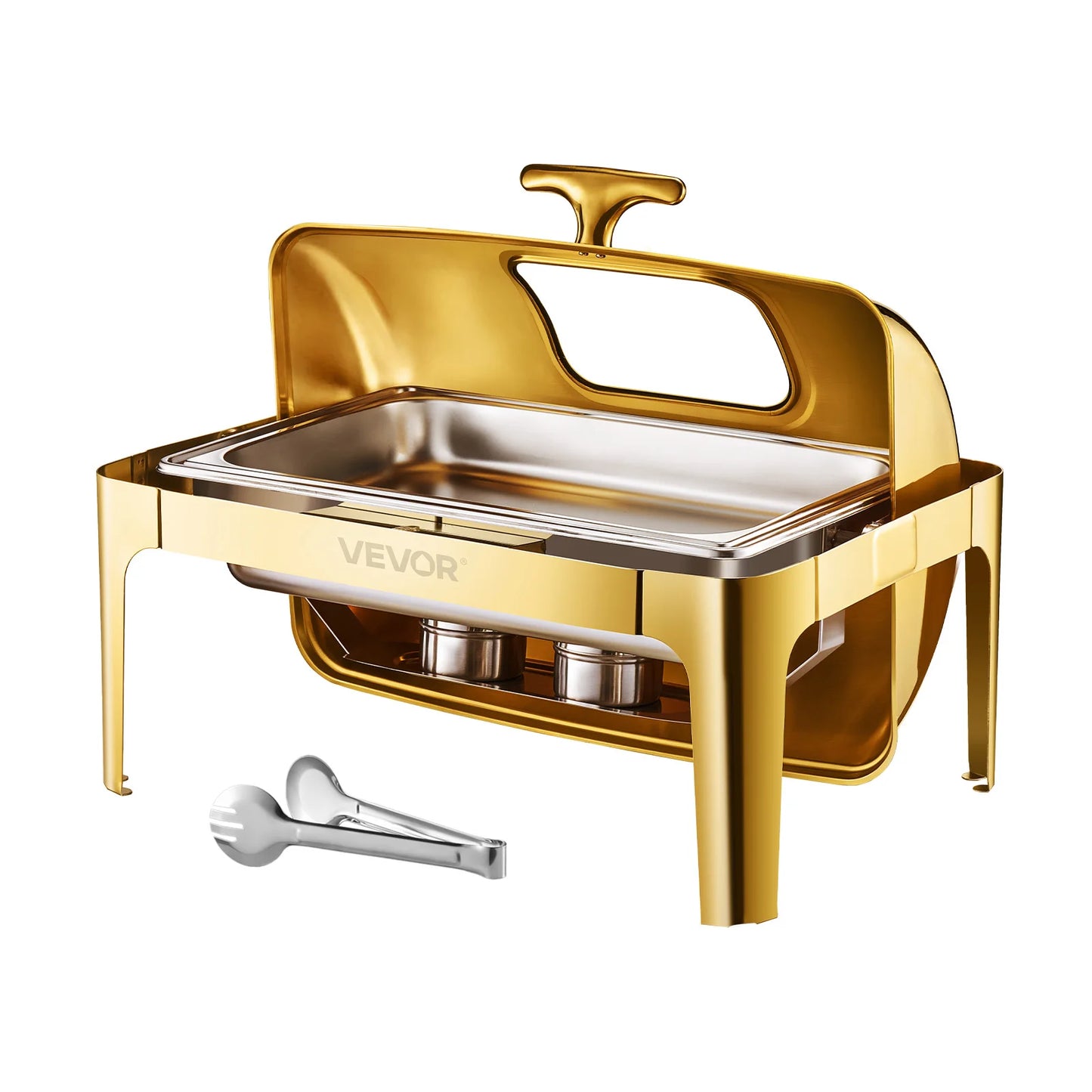 SucceBuy Roll Top Chafing Dish With Visible Lid Stainless Steel