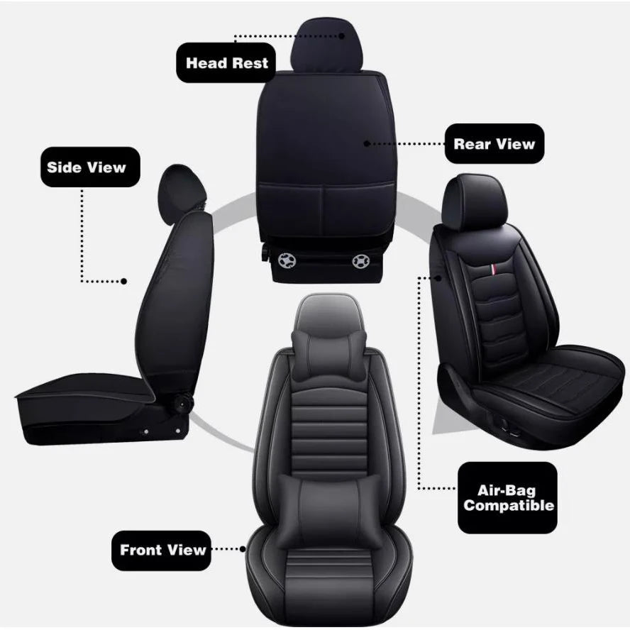 5-Seat Universal Car Seat Covers, Waterproof PU Leather