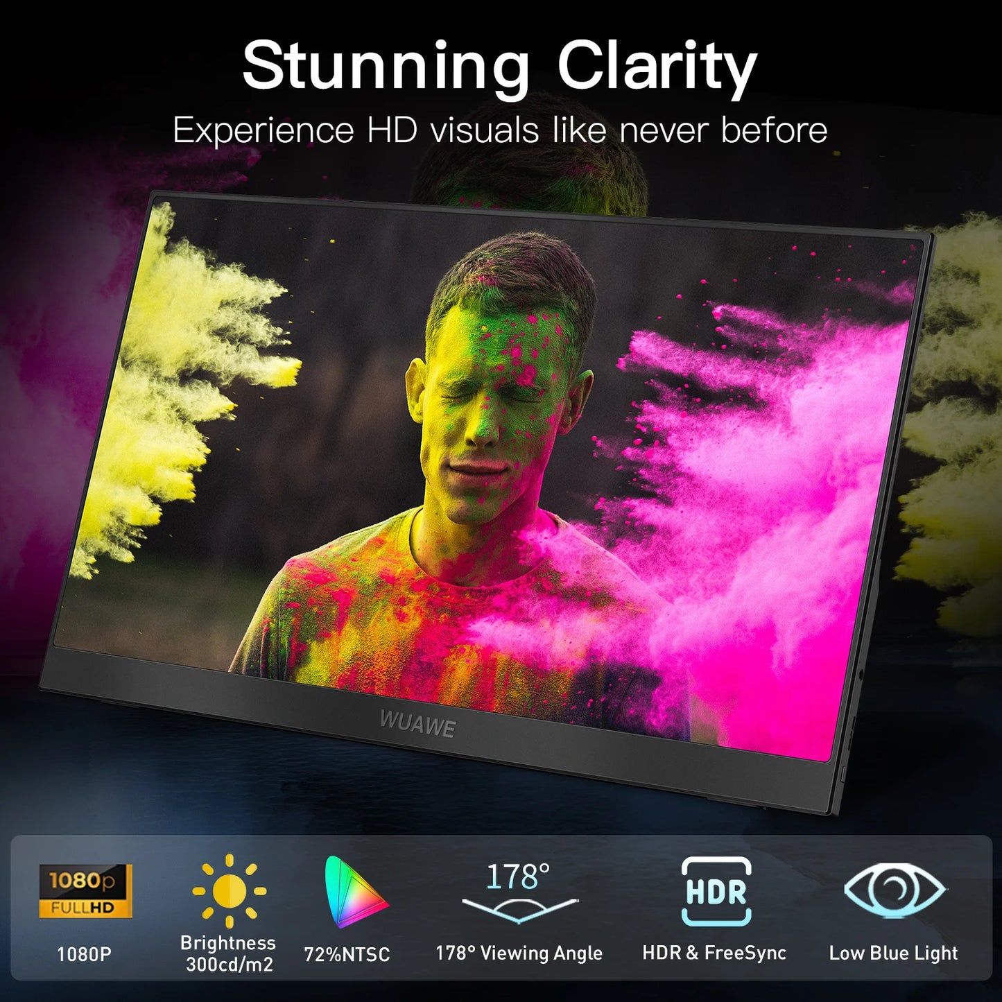 WUAWE Portable Laptop Monitor 1080P HDR USB-C HDMI