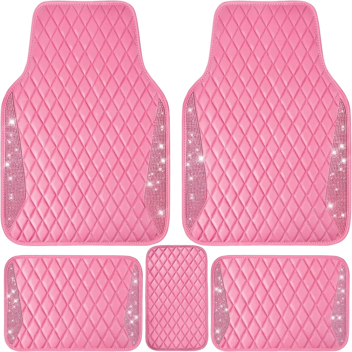 Bling Diamond Car Mats With Rhinestones Glitter Anti Slip Waterproof