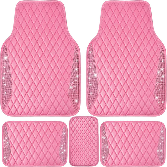 Bling Diamond Car Mats With Rhinestones Glitter Anti Slip Waterproof