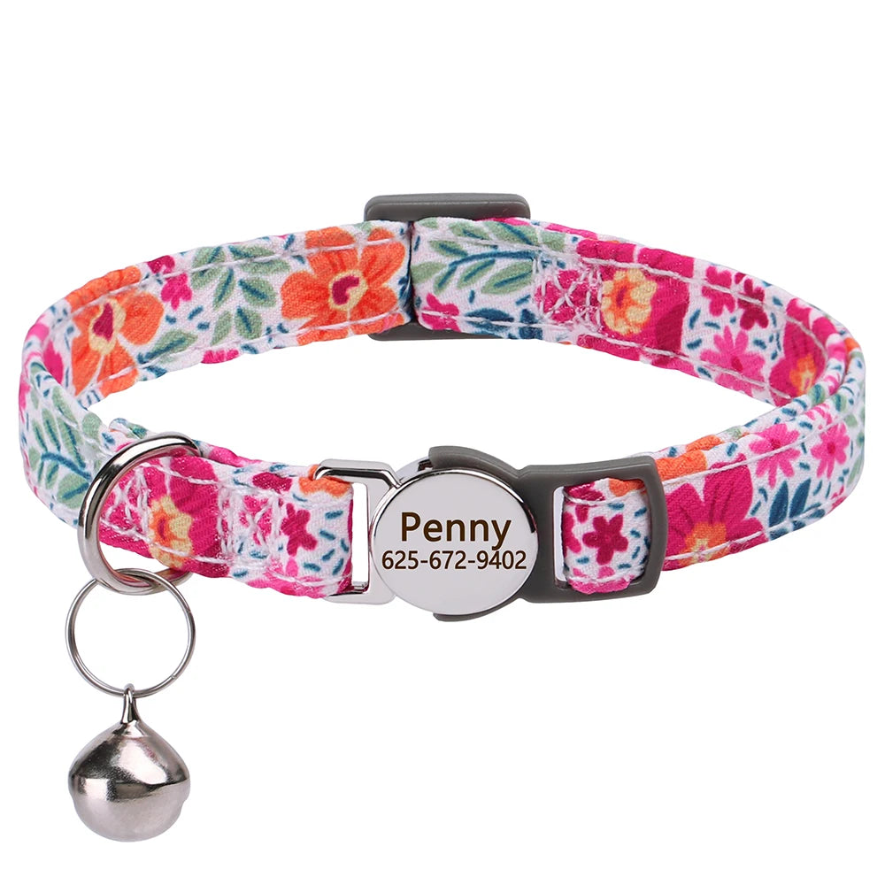 Personalized Cat And Small Dog Adjustable Collar With Engraved Name