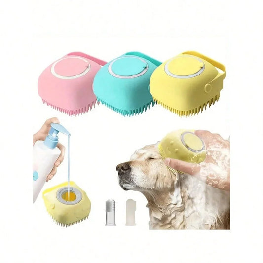 Pet Shampoo Brush for Dogs and Cats with Silicone Dispenser