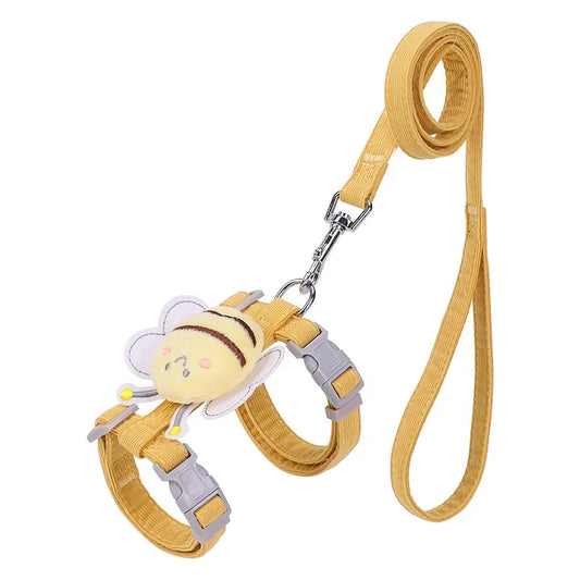 Bee Themed Cat Harness And Leash Set Adjustable Comfort Fit